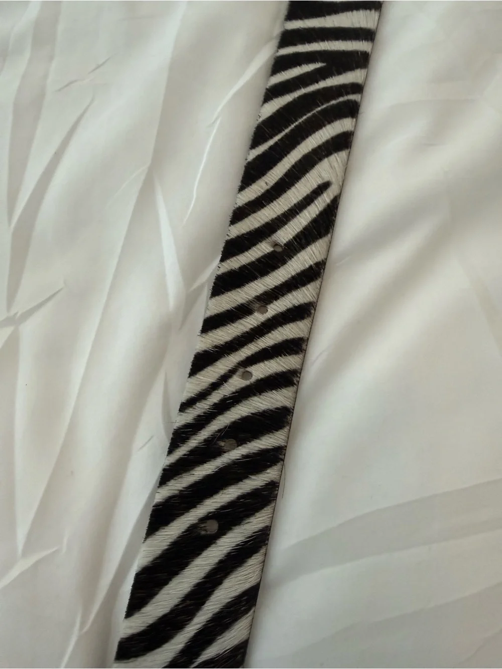 Zebra Print Leather Belt with Silver Buckle - Women Accessories